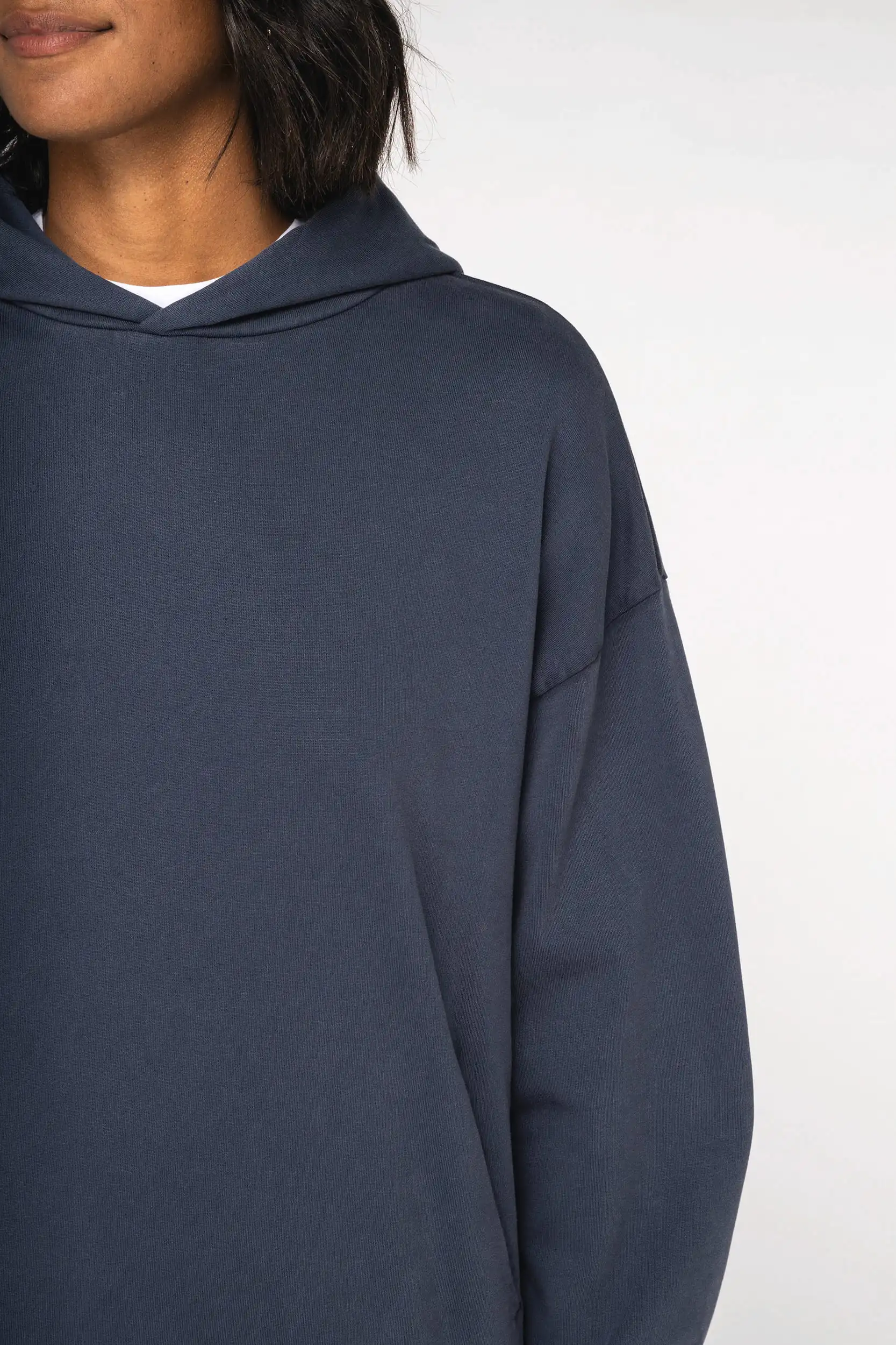 Duurzame uniseks oversized verwassen sweater met capuchon - Afbeelding 7