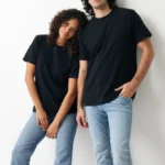 Relaxed T-shirt gerecycled katoen Kakadu zwart, L