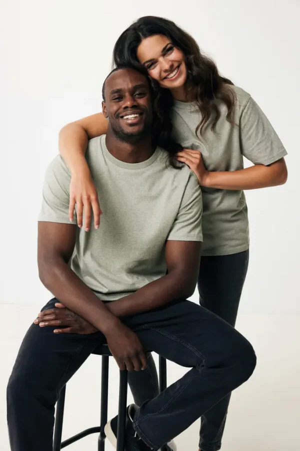 Lichtgewicht gerecycled katoen T-shirt Sierra light heather green
