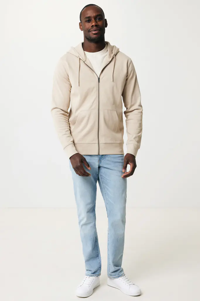 Gerecycled katoen hoodie met rits Abisko desert, L