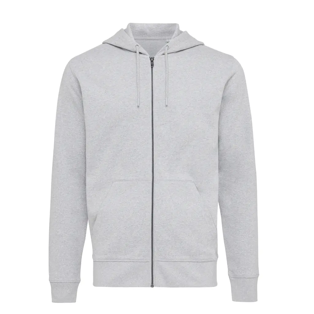 Gerecycled katoen hoodie met rits Abisko heather grey, 4XL