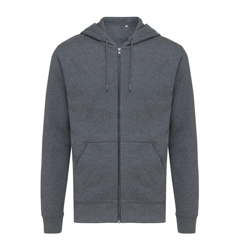 Gerecycled katoen hoodie met rits Abisko heather anthracite, L