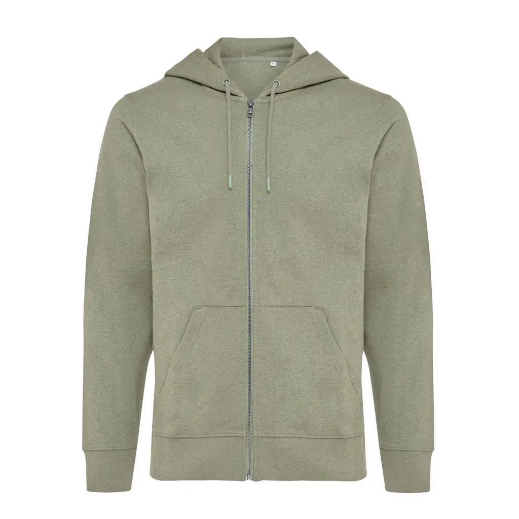 Gerecycled katoen hoodie met rits Abisko heather green, 2XL