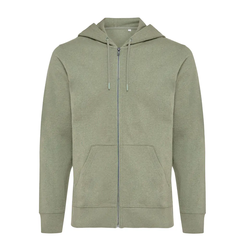 Gerecycled katoen hoodie met rits Abisko heather green, L