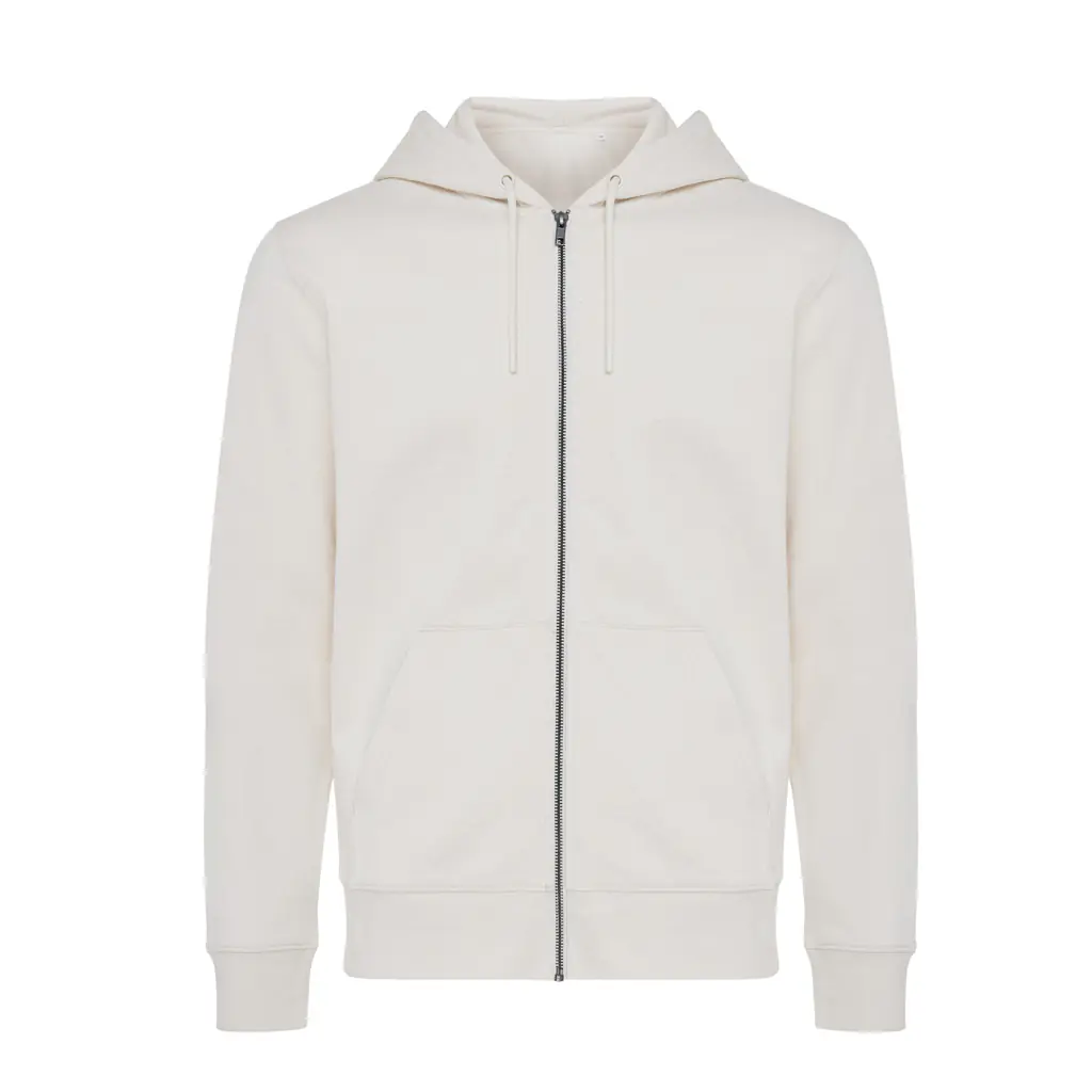 Gerecycled katoen hoodie met rits Abisko natural raw, 4XL