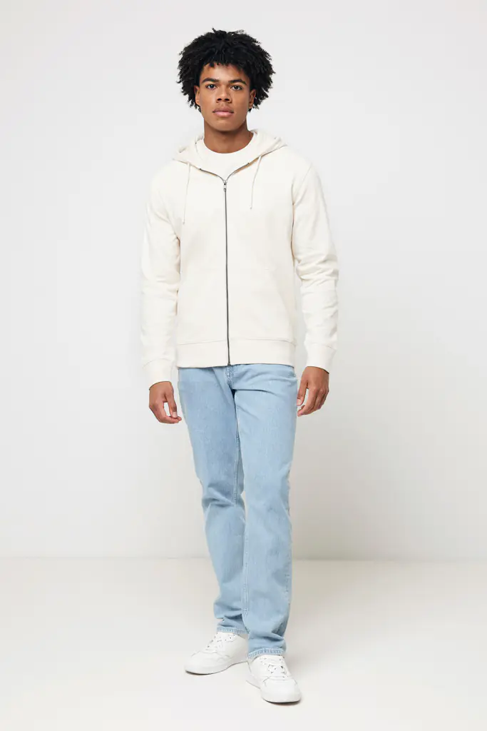 Gerecycled katoen hoodie met rits Abisko natural raw, 4XL