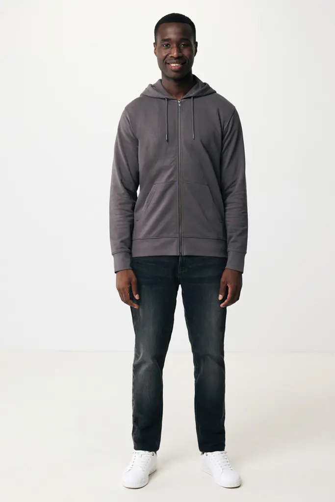 Gerecycled katoen hoodie met rits Abisko Antraciet, L