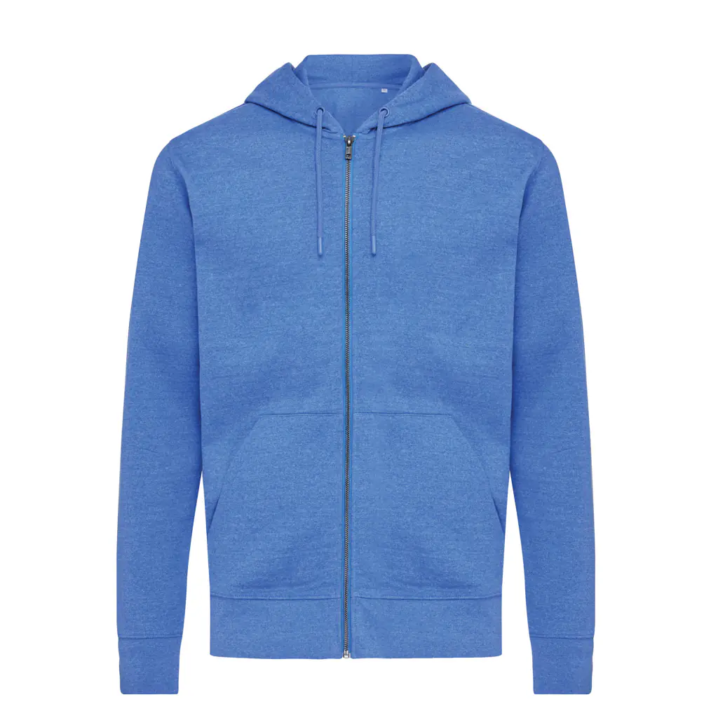 Gerecycled katoen hoodie met rits Abisko heather blue, L