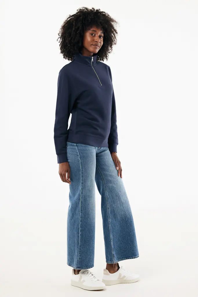 Katoen sweater met kwartritssluiting Elgon donkerblauw, 4XL
