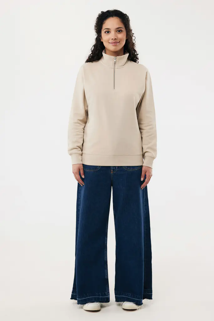 Katoen sweater met kwartritssluiting Elgon desert, L