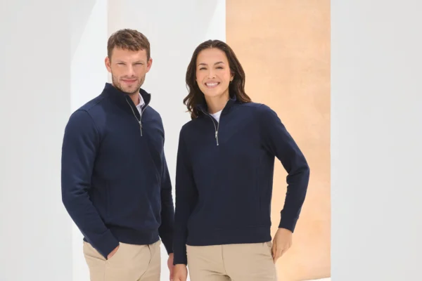 Uniseks sweater met ritskraag