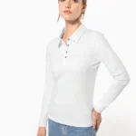 Damespolo lange mouwen van jersey
