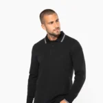 Heren polo van piquétricot met lange mouwen