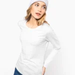Dames-T-shirt ronde hals lange mouwen
