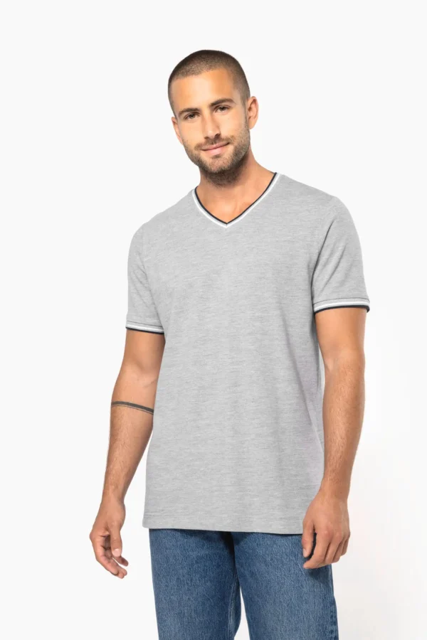 Heren-T-shirt piqué V-hals