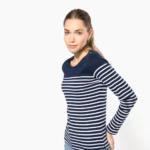 Gestreept dames-T-shirt lange mouwen