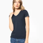 Dames-T-shirt piqué V-hals