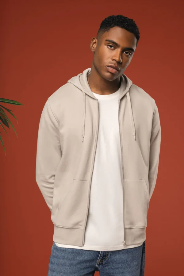 Ecologische herensweater met capuchon en ritssluiting