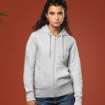 Ecologische damessweater met capuchon en ritssluiting