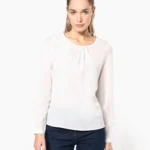 Damesblouse in crêpe met lange mouwen
