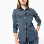 Dames denim blouse lange mouwen