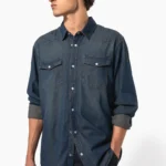 Heren denim overhemd lange mouwen