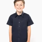 Kinder poplin overhemd korte mouwen