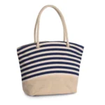 Shopper van jutecanvas in marinestijl