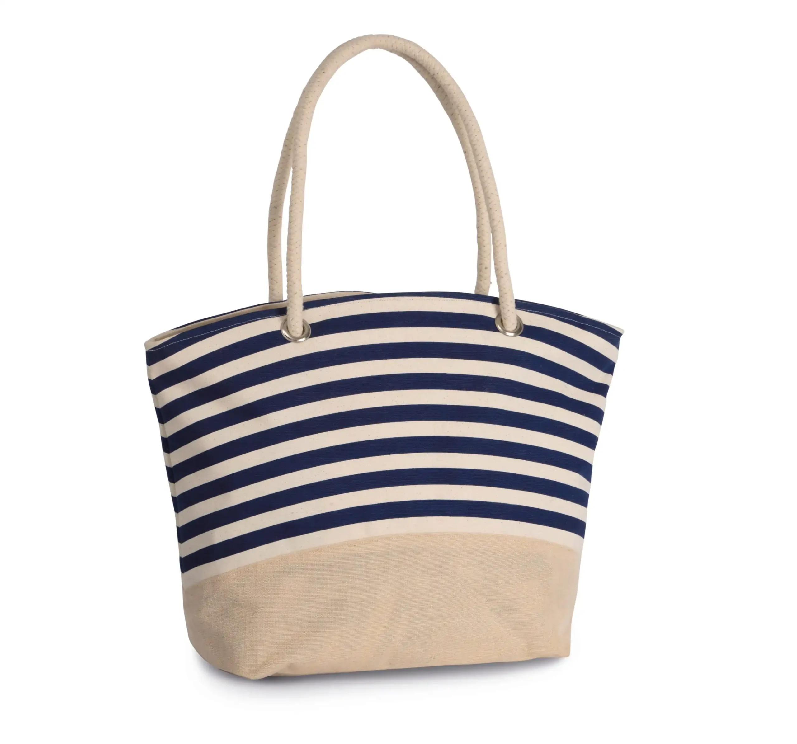 Shopper van jutecanvas in marinestijl