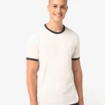 Ecologisch ringer heren T-shirt met contrasterende boorden en verwassen look