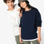 Ecologische uniseks sweater met ronde hals en verlaagde schouders French Terry
