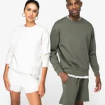 Ecologische uniseks sweater met ronde hals en verlaagde schouders in geborsteld fleece