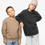 Ecologische cropped kindersweater met ronde hals