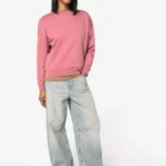 Ecologische dames sweater met ronde hals en verlaagde schouders