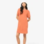 Ecologische badstof t-shirtjurk met afhangende mouwen