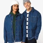 Ecologische uniseks jeansjas met afhangende schouders