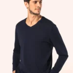 Supima® heren-T-shirt V-hals lange mouwen