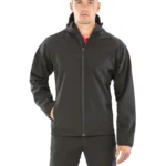 3-laagse gerecycleerde softshell met capuchon voor heren