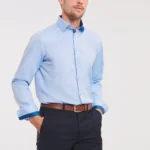 Herringbone overhemd met lange mouwen