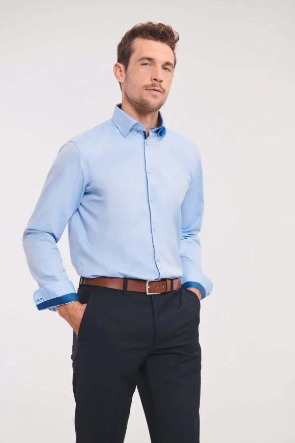 Herringbone overhemd met lange mouwen