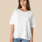 Ecologisch oversized dames slub-T-shirt met afhangende schouders