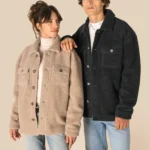 Uniseks sherpa-overshirt met afhangende schouders
