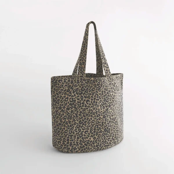 Canvas cabas tas met luipaardprint