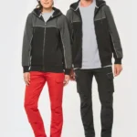 Tweekleurig ecologisch fleecevest met capuchon