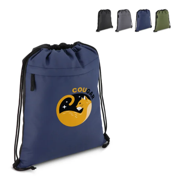 PU gecoorde 600D gerecycled PET trekkoordtas 33 x 42 cm