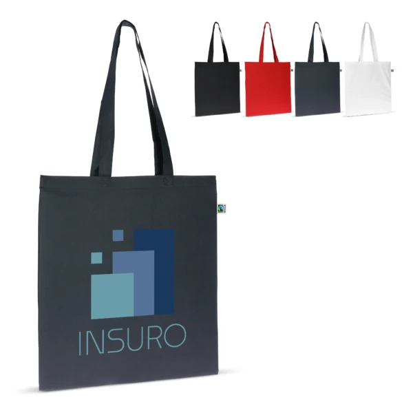 Fairtrade katoenen tas gekleurd lang 140g/m² 38x42cm