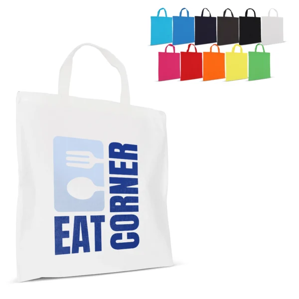 Schoudertas OEKO-TEX® gekleurd kort 140g/m² 38x42 cm