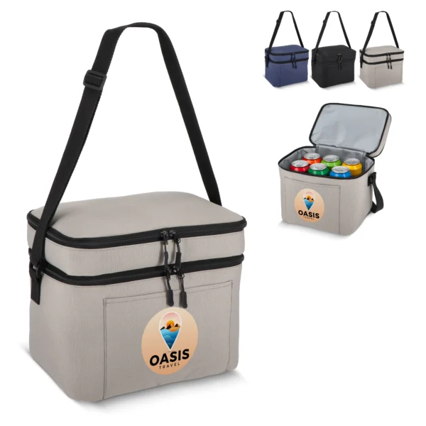 600D gerecycled PET koeltas met twee vakken 30 x 20 x 24 cm 12 L