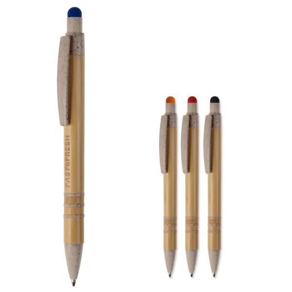 Balpen bamboe en tarwestro met stylus