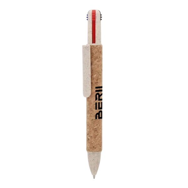 Balpen 4-kleuren kurk